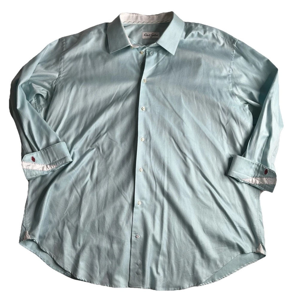 Robert Graham Solid Green Blue Shirt 48‎ 19 34/35 (3XL)